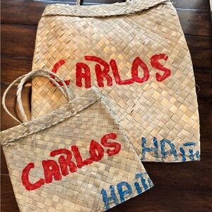 Natural Woven Tote Bag-Set of 2